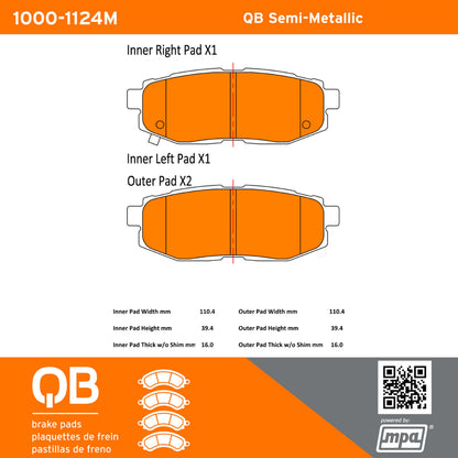 Quality-Built QB Semi-Metallic Brake Pads 1000-1124M