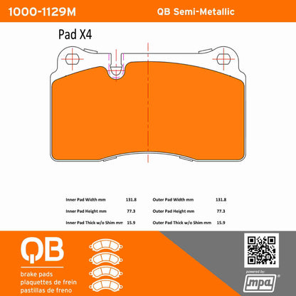 Quality-Built QB Semi-Metallic Brake Pads 1000-1129M