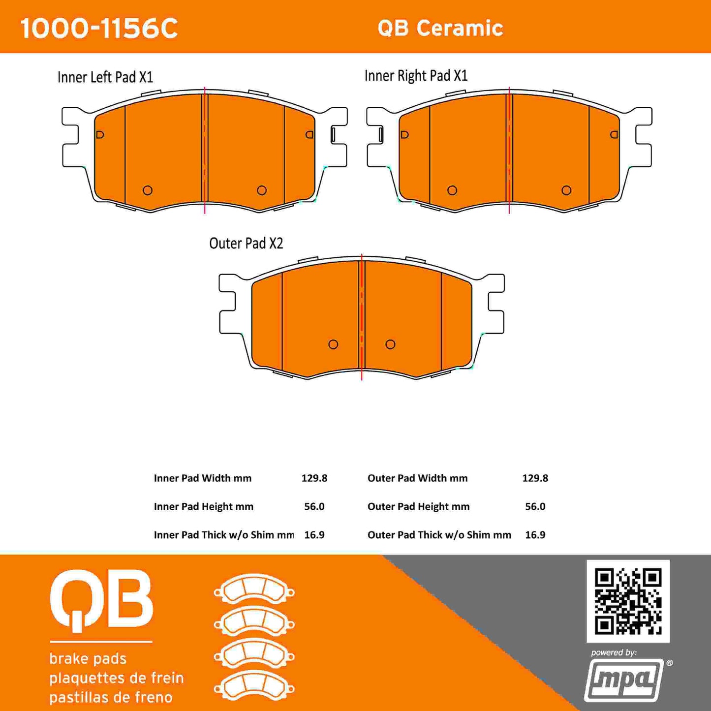 Quality-Built QB Ceramic Brake Pads 1000-1156C