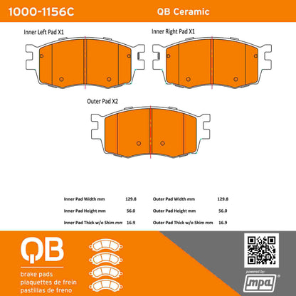 Quality-Built QB Ceramic Brake Pads 1000-1156C
