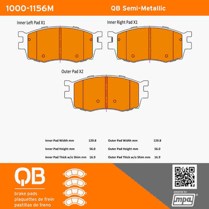 Quality-Built QB Semi-Metallic Brake Pads 1000-1156M
