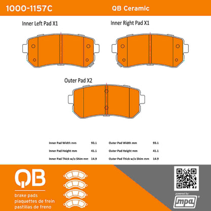 Quality-Built QB Ceramic Brake Pads 1000-1157C