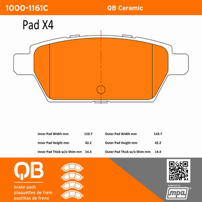 Quality-Built QB Ceramic Brake Pads 1000-1161C