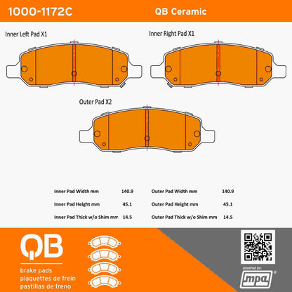 Quality-Built QB Ceramic Brake Pads 1000-1172C