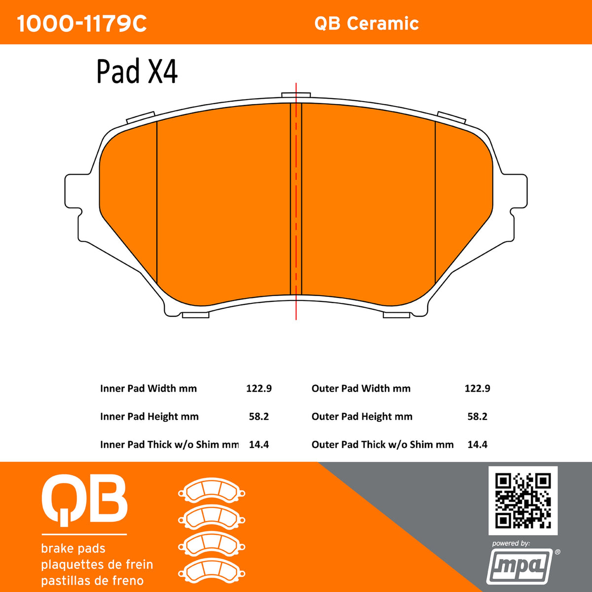 Quality-Built QB Ceramic Brake Pads 1000-1179C