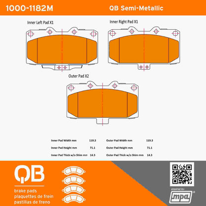Quality-Built QB Semi-Metallic Brake Pads 1000-1182M