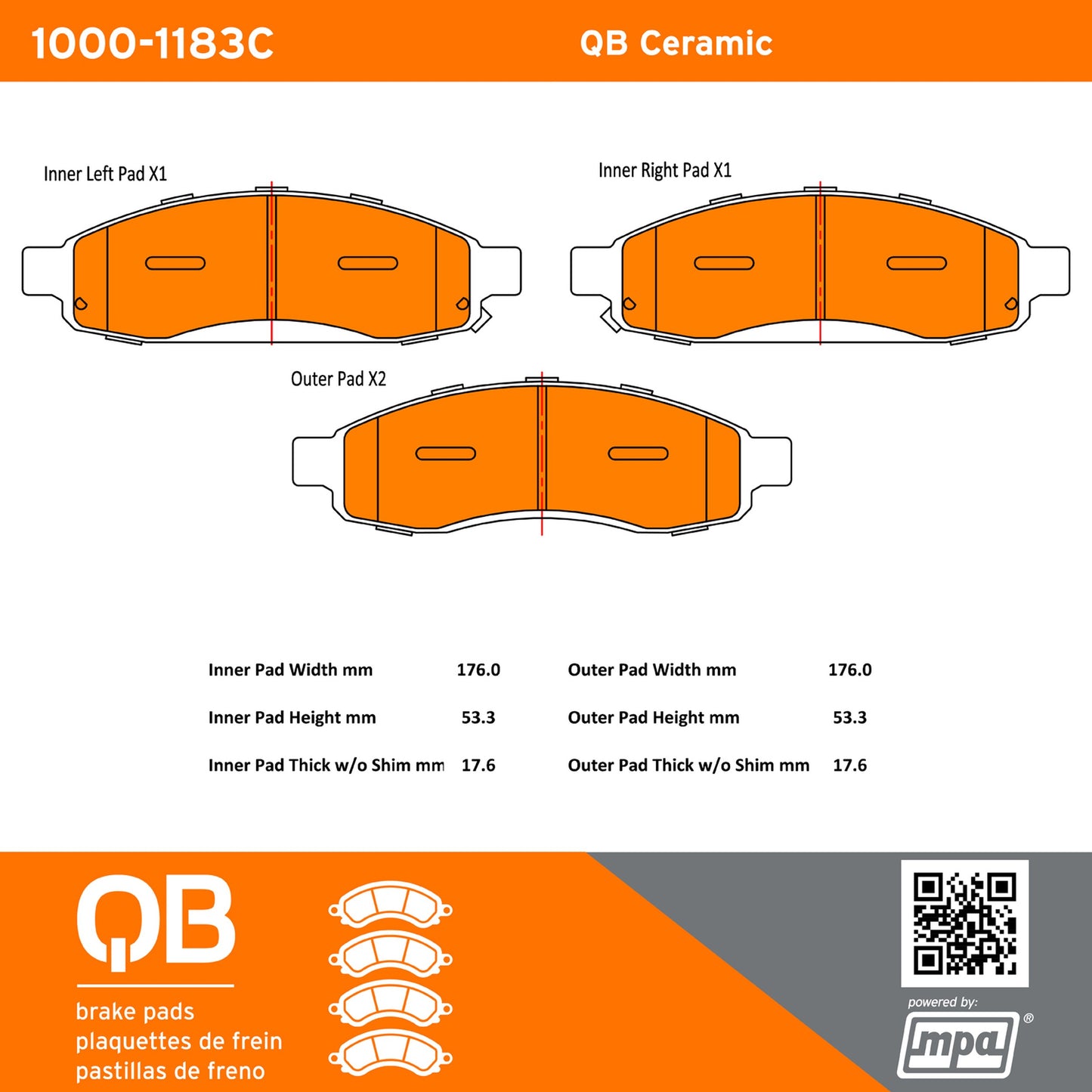 Quality-Built QB Ceramic Brake Pads 1000-1183C