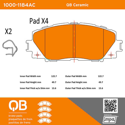 Quality-Built QB Ceramic Brake Pads 1000-1184AC