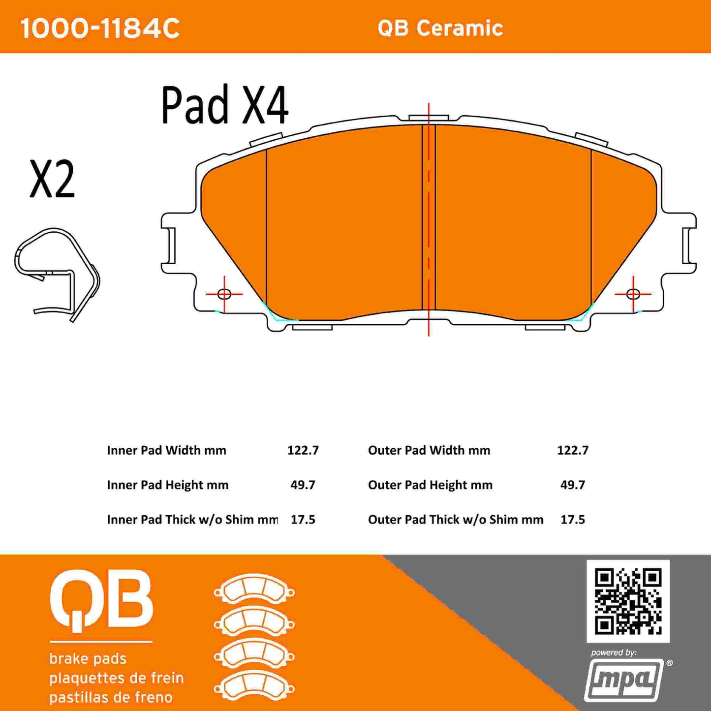 Quality-Built QB Ceramic Brake Pads 1000-1184C