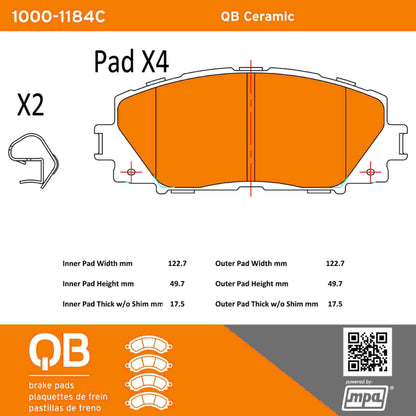 Quality-Built QB Ceramic Brake Pads 1000-1184C