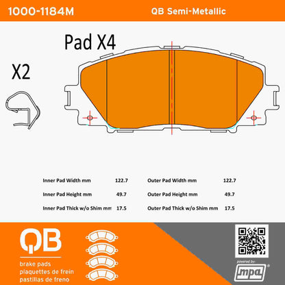 Quality-Built QB Semi-Metallic Brake Pads 1000-1184M