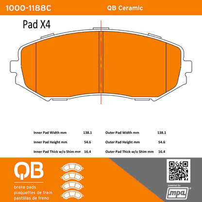 Quality-Built QB Ceramic Brake Pads 1000-1188C