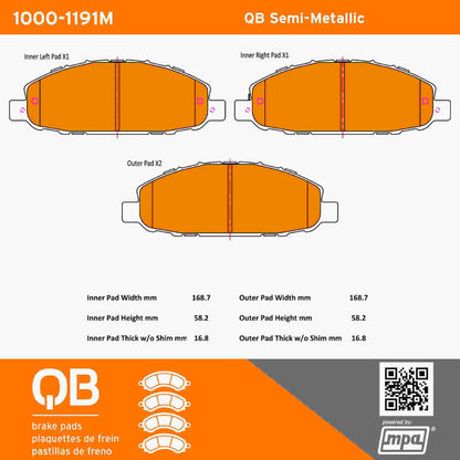 Quality-Built QB Semi-Metallic Brake Pads 1000-1191M