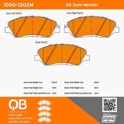 Quality-Built QB Semi-Metallic Brake Pads 1000-1202M