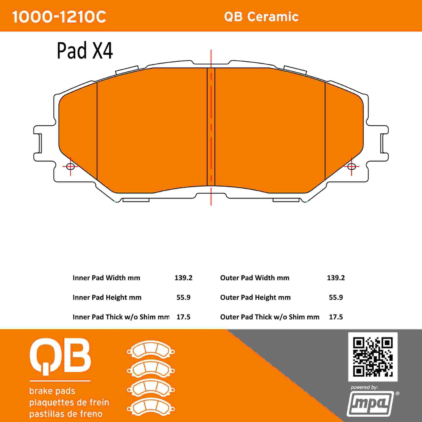Quality-Built QB Ceramic Brake Pads 1000-1210C