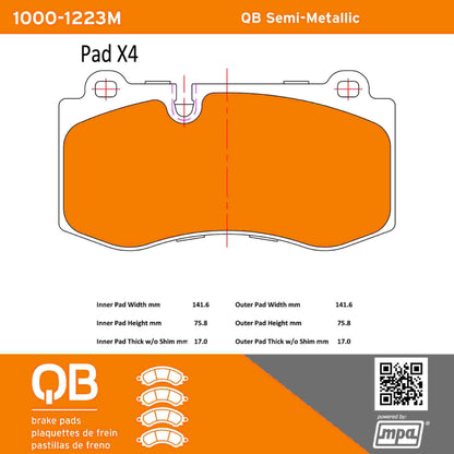 Quality-Built QB Semi-Metallic Brake Pads 1000-1223M