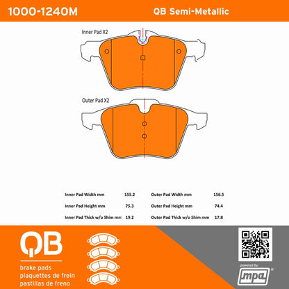 Quality-Built QB Semi-Metallic Brake Pads 1000-1240M