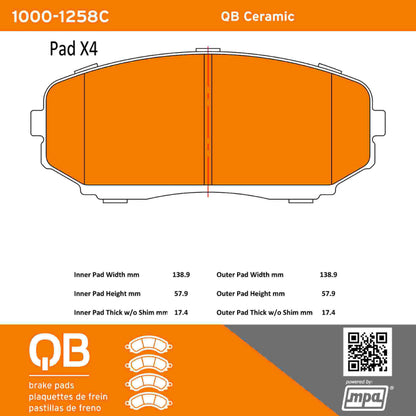 Quality-Built QB Ceramic Brake Pads 1000-1258C