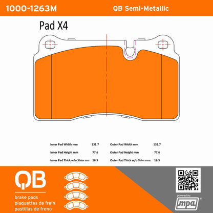 Quality-Built QB Semi-Metallic Brake Pads 1000-1263M
