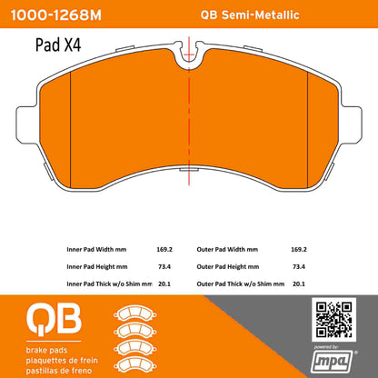 Quality-Built QB Semi-Metallic Brake Pads 1000-1268M