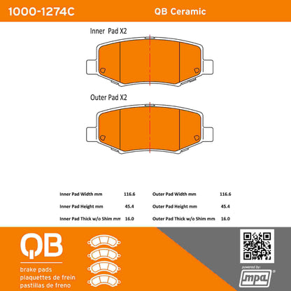 Quality-Built QB Ceramic Brake Pads 1000-1274C