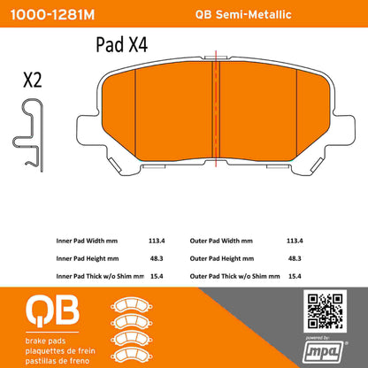 Quality-Built QB Semi-Metallic Brake Pads 1000-1281M