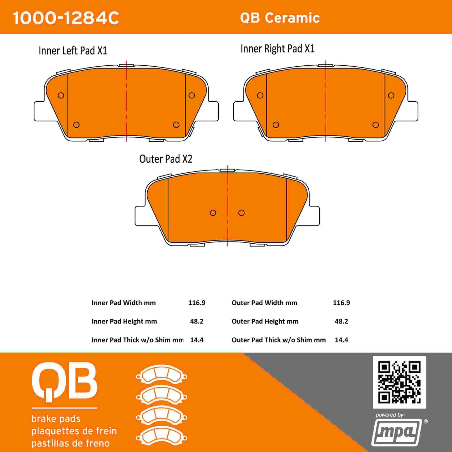 Quality-Built QB Ceramic Brake Pads 1000-1284C