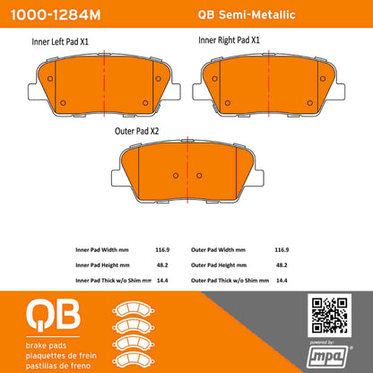 Quality-Built QB Semi-Metallic Brake Pads 1000-1284M