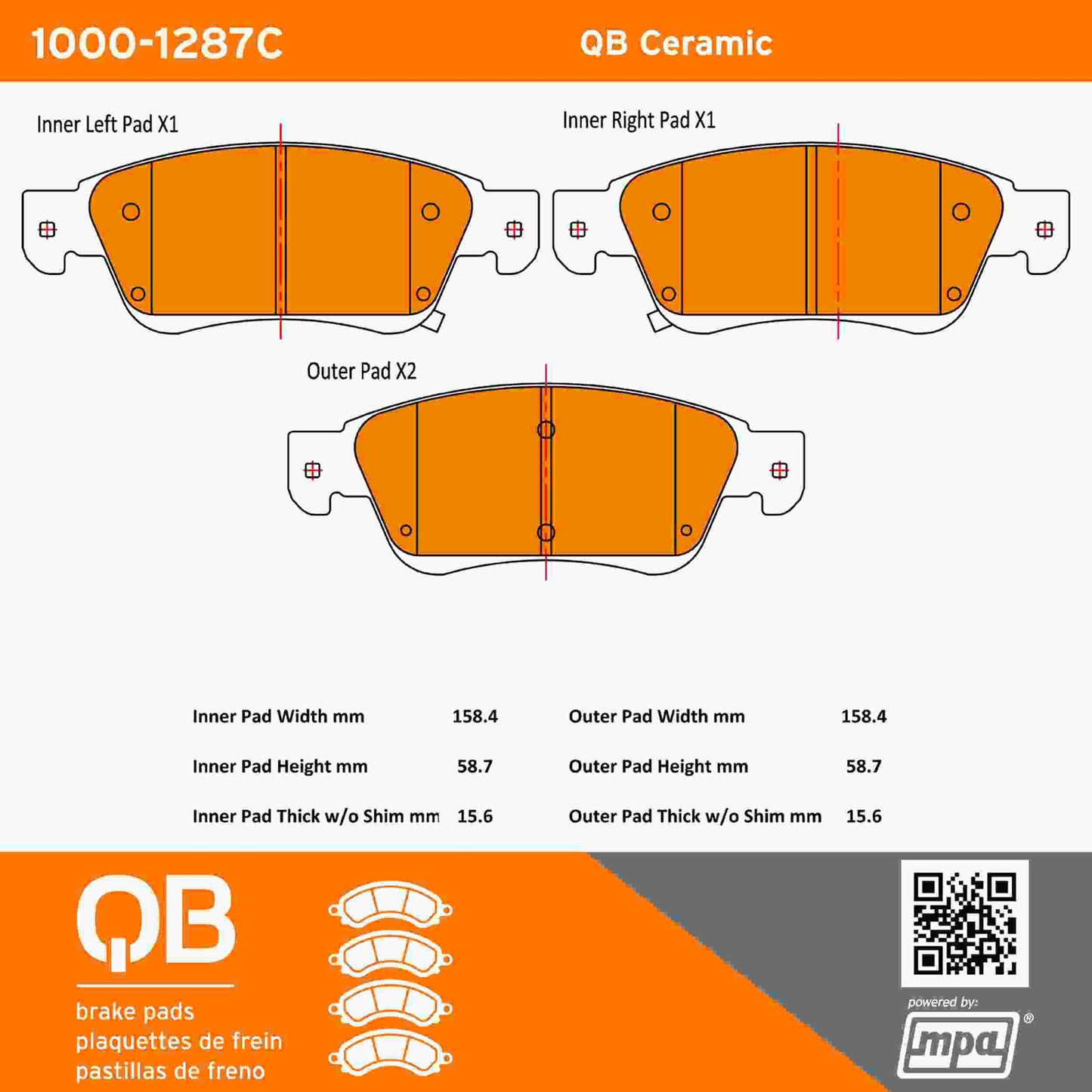 Quality-Built QB Ceramic Brake Pads 1000-1287C