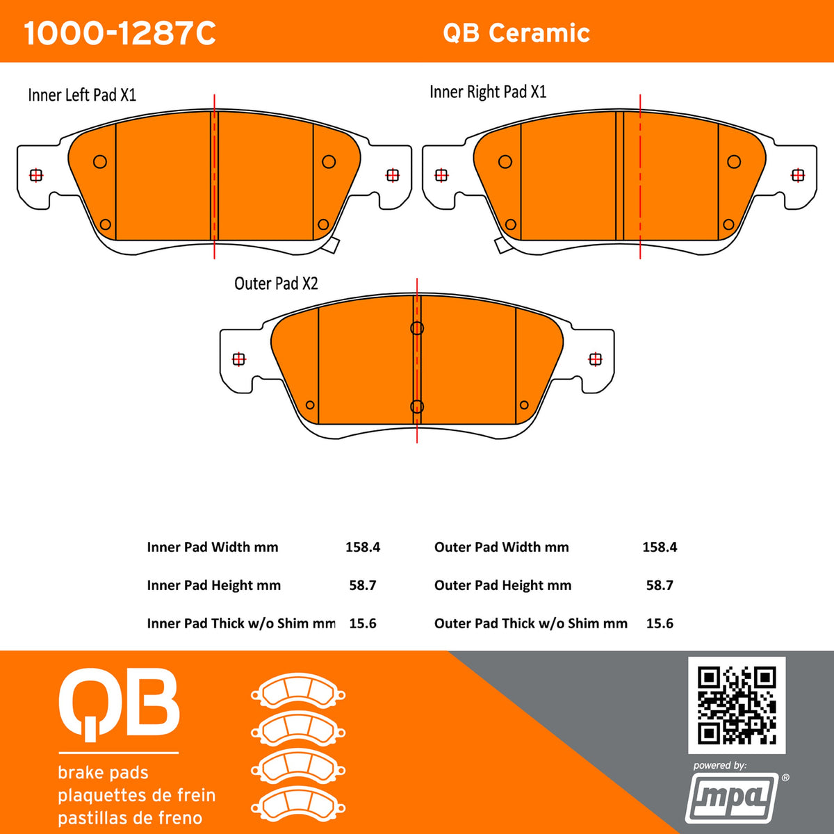 Quality-Built QB Ceramic Brake Pads 1000-1287C
