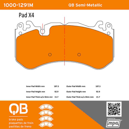 Quality-Built QB Semi-Metallic Brake Pads 1000-1291M