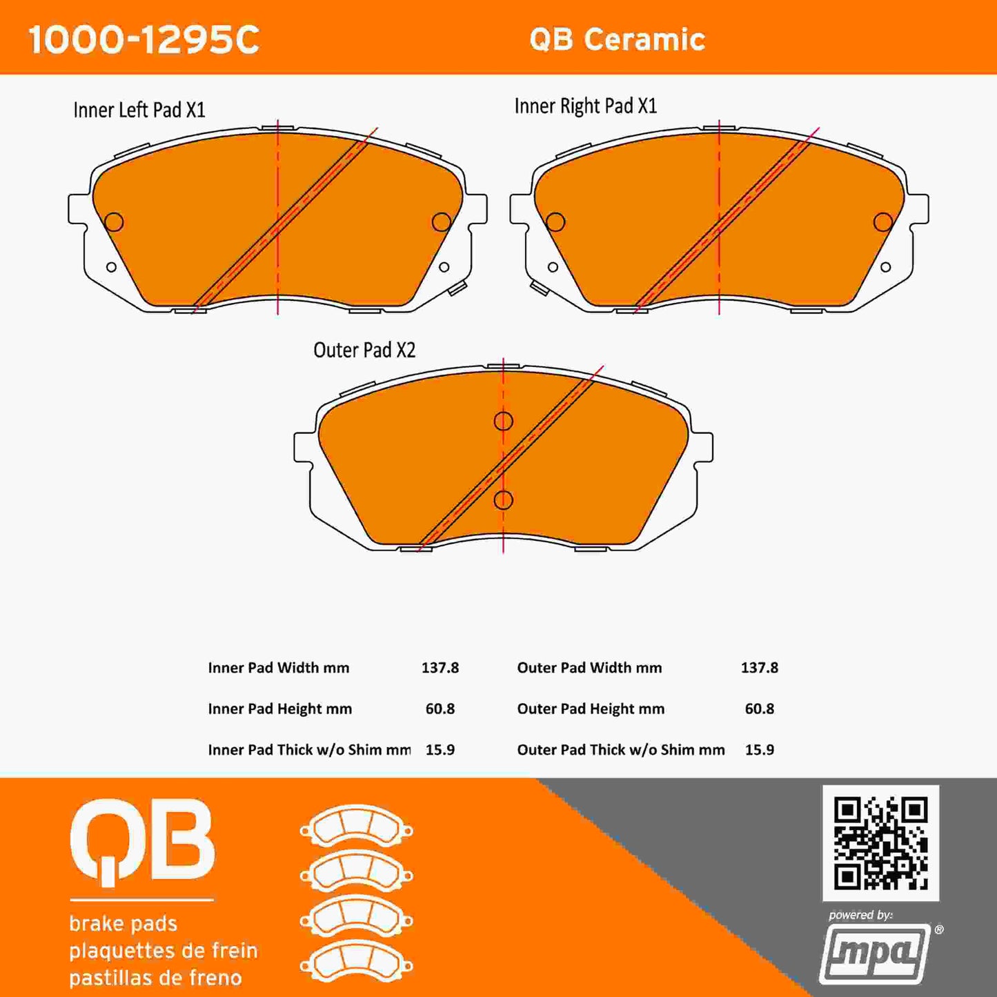 Quality-Built QB Ceramic Brake Pads 1000-1295C