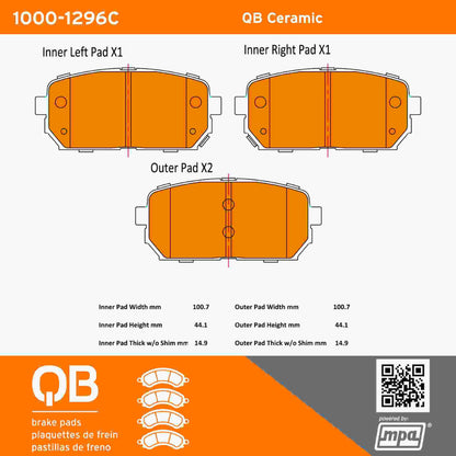 Quality-Built QB Ceramic Brake Pads 1000-1296C