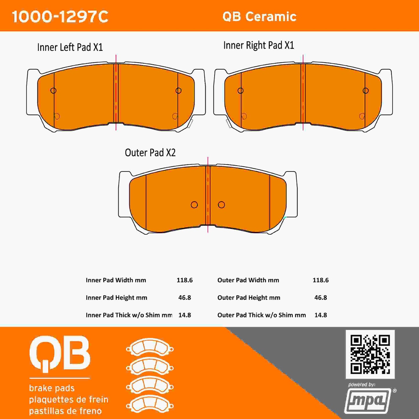 Quality-Built QB Ceramic Brake Pads 1000-1297C