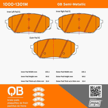 Quality-Built QB Semi-Metallic Brake Pads 1000-1301M