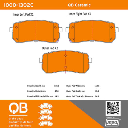 Quality-Built QB Ceramic Brake Pads 1000-1302C