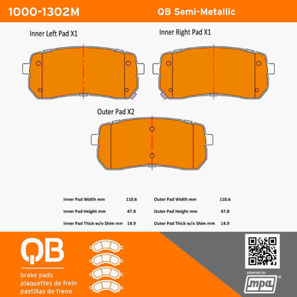 Quality-Built QB Semi-Metallic Brake Pads 1000-1302M