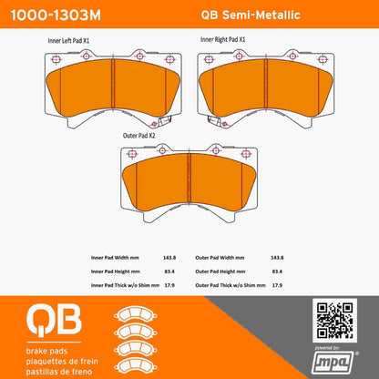 Quality-Built QB Semi-Metallic Brake Pads 1000-1303M