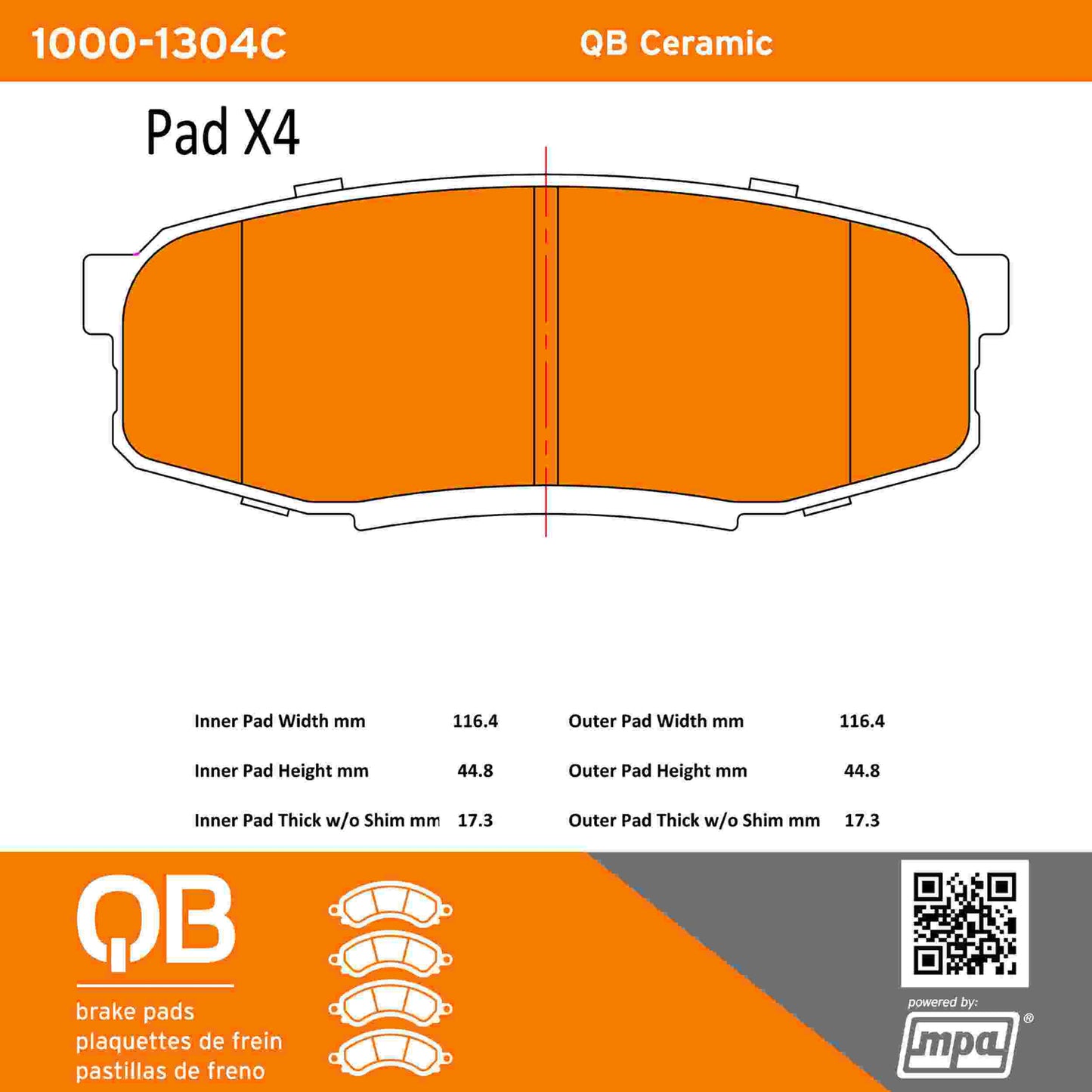 Quality-Built QB Ceramic Brake Pads 1000-1304C