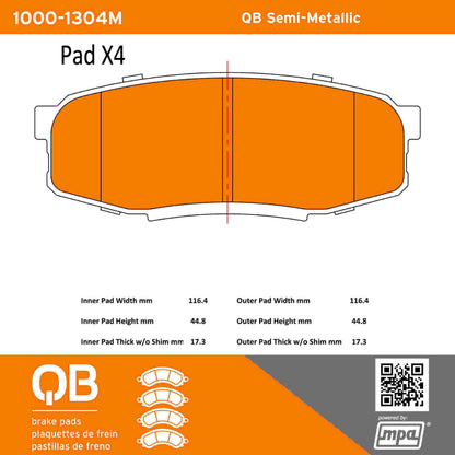 Quality-Built QB Semi-Metallic Brake Pads 1000-1304M