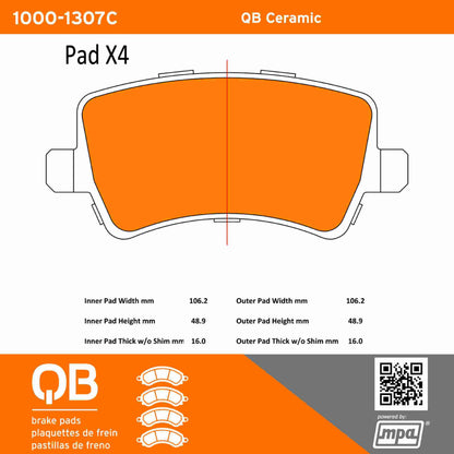 Quality-Built QB Ceramic Brake Pads 1000-1307C
