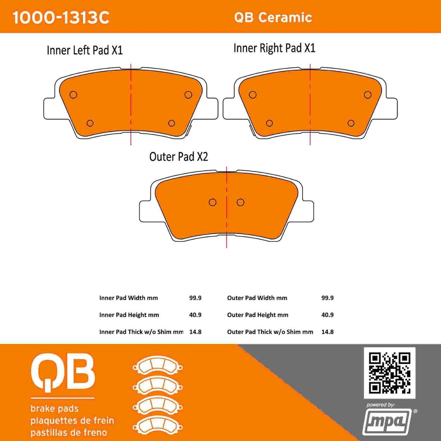 Quality-Built QB Ceramic Brake Pads 1000-1313C