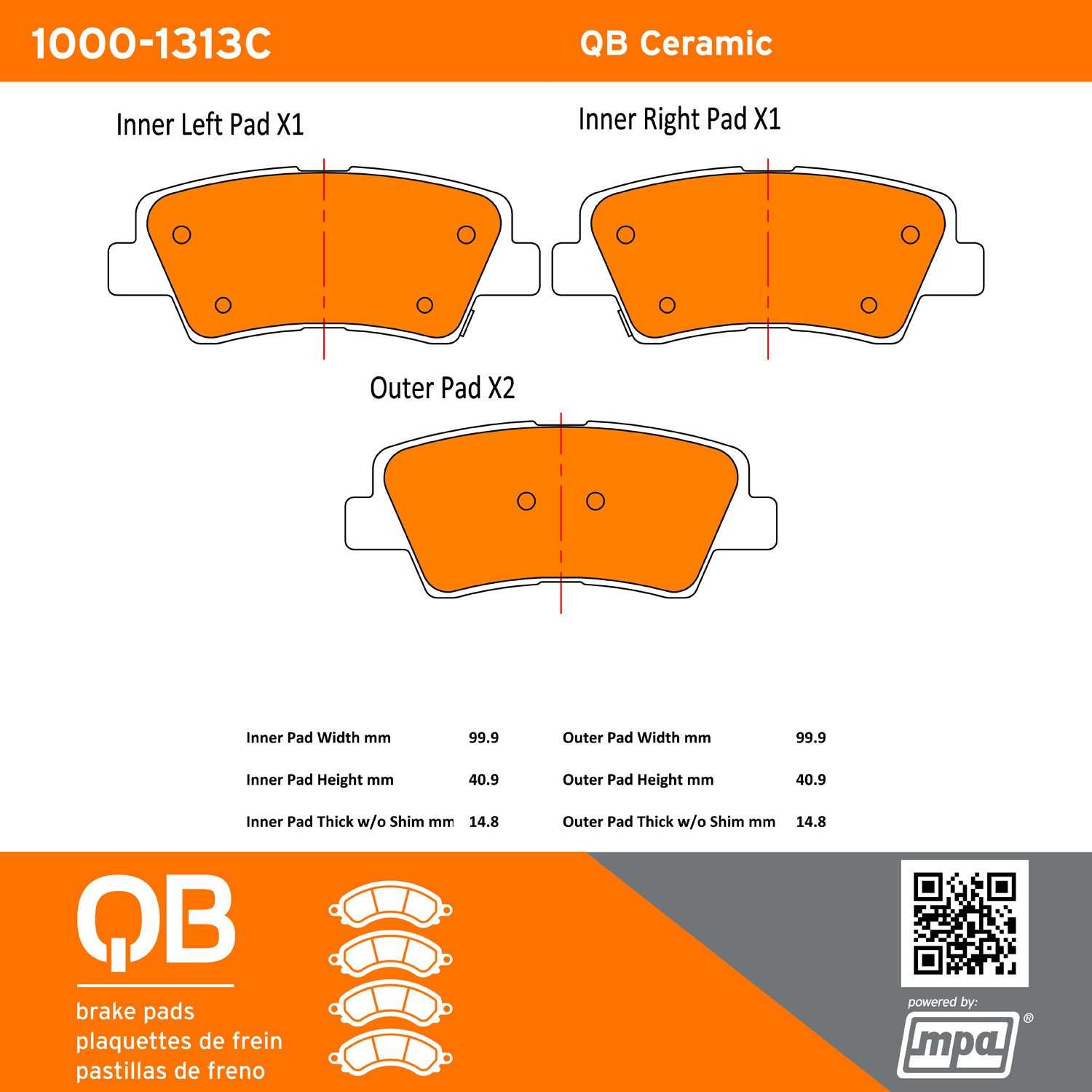 Quality-Built QB Ceramic Brake Pads 1000-1313C
