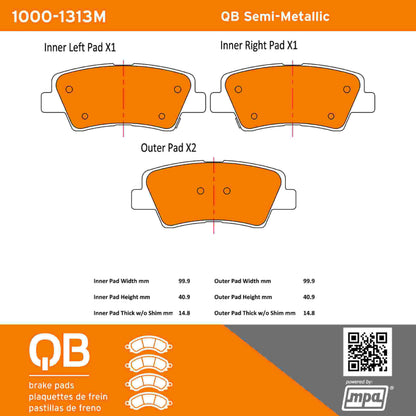 Quality-Built QB Semi-Metallic Brake Pads 1000-1313M