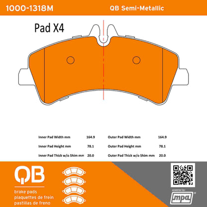 Quality-Built QB Semi-Metallic Brake Pads 1000-1318M