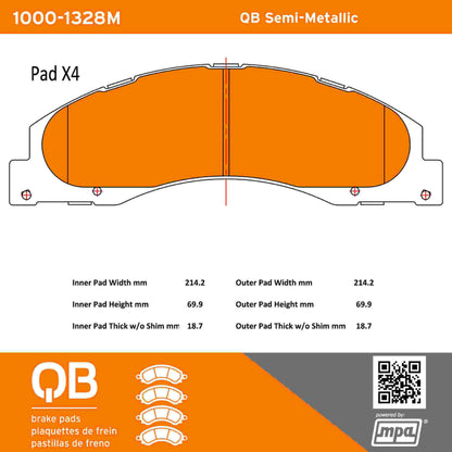 Quality-Built QB Semi-Metallic Brake Pads 1000-1328M