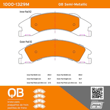 Quality-Built QB Semi-Metallic Brake Pads 1000-1329M
