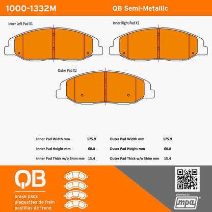 Quality-Built QB Semi-Metallic Brake Pads 1000-1332M