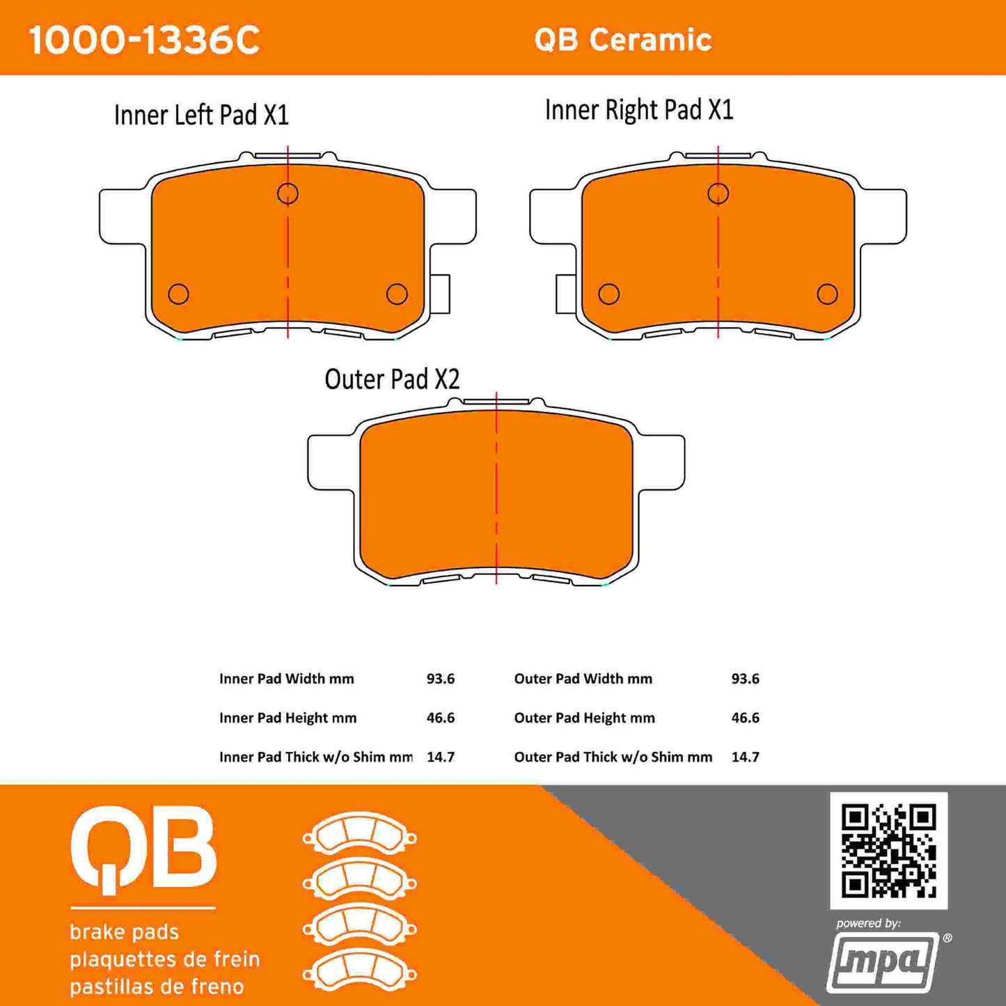 Quality-Built QB Ceramic Brake Pads 1000-1336C