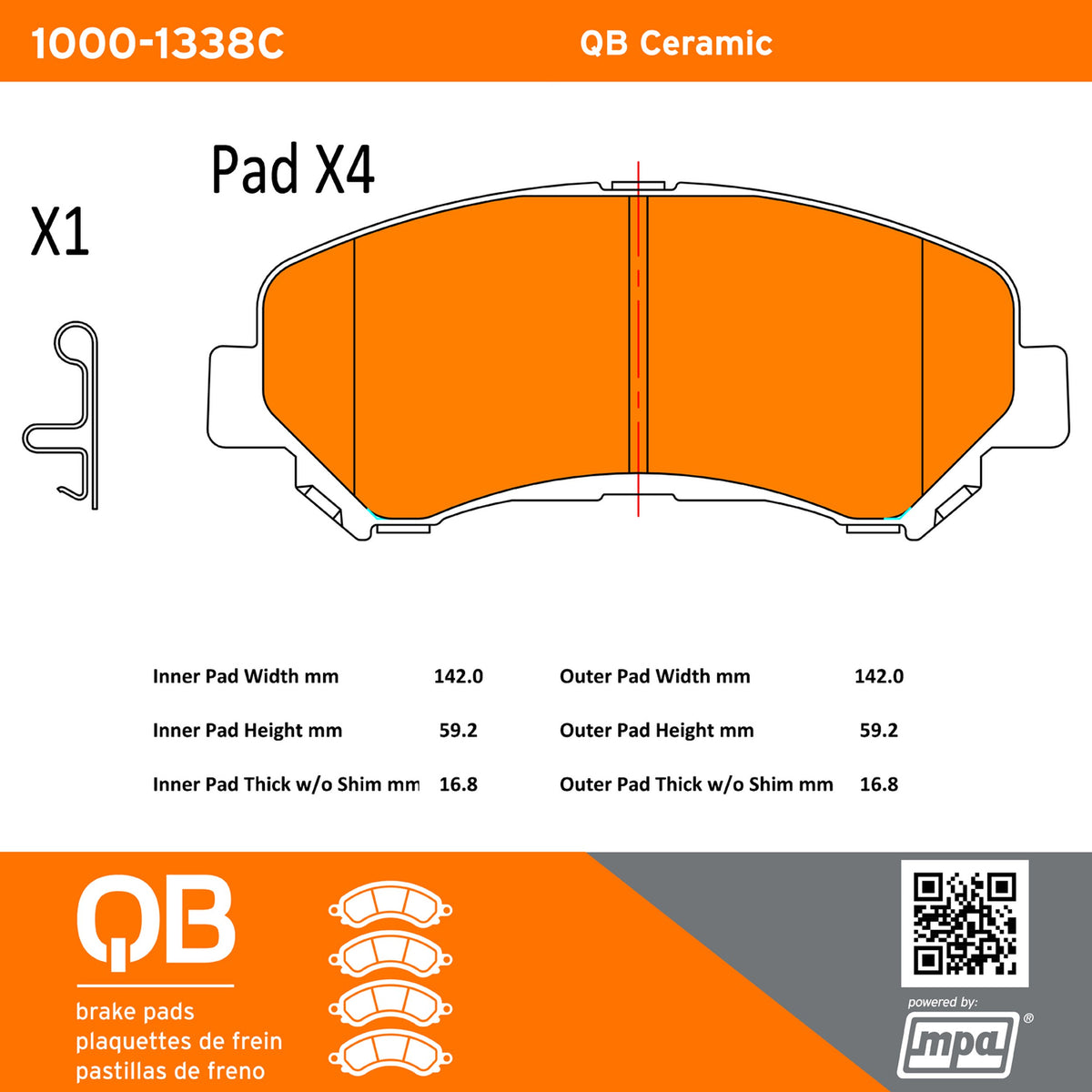 Quality-Built QB Ceramic Brake Pads 1000-1338C